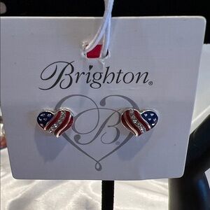 Brighton Heart & Stripes Mini Post Red, Blue, Silver Earrings